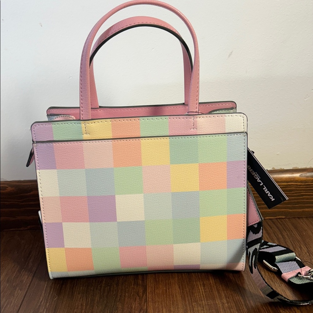 Karl Lagerfeld Paris Multicolor Checkered Crossbody purse - Picture 3 of 6